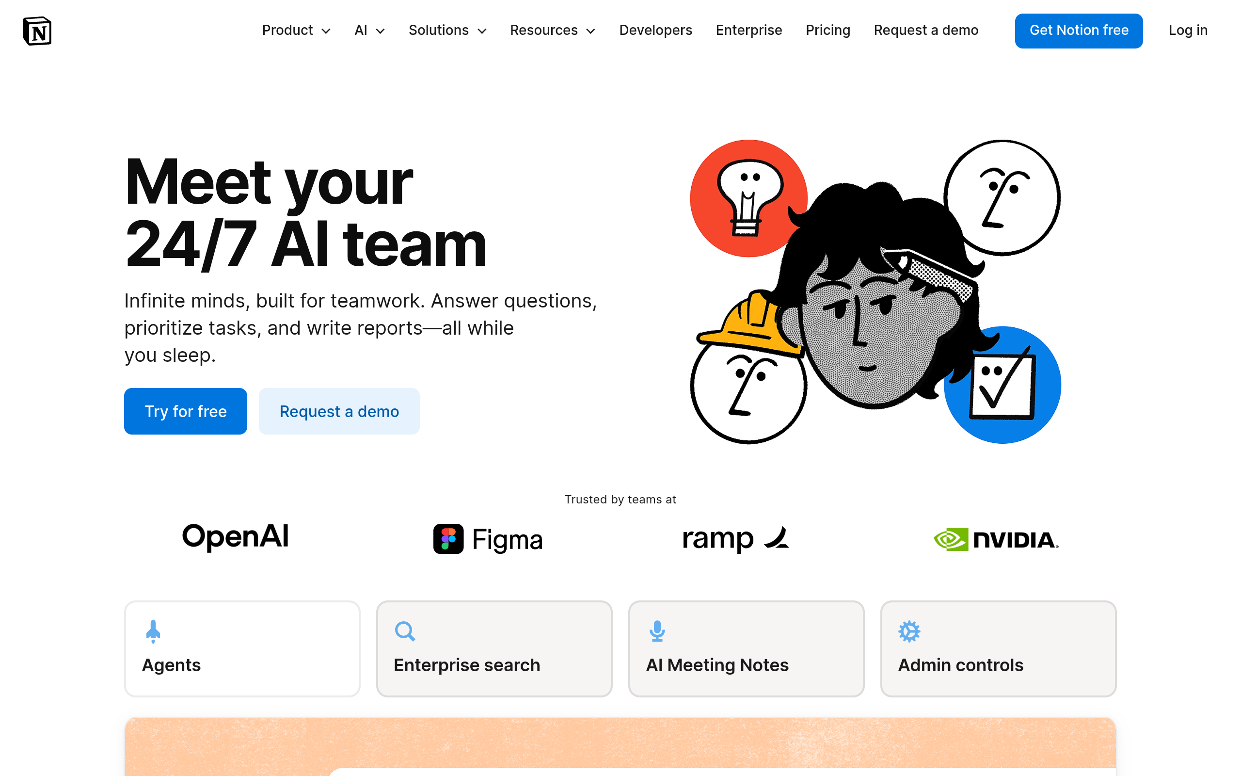 Notion AI homepage