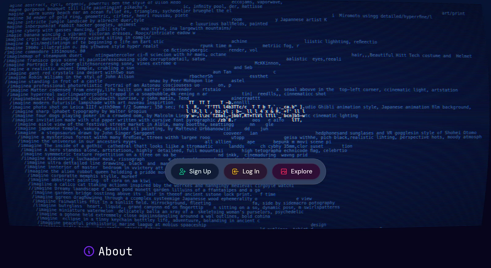 Midjourney AI image generation homepage